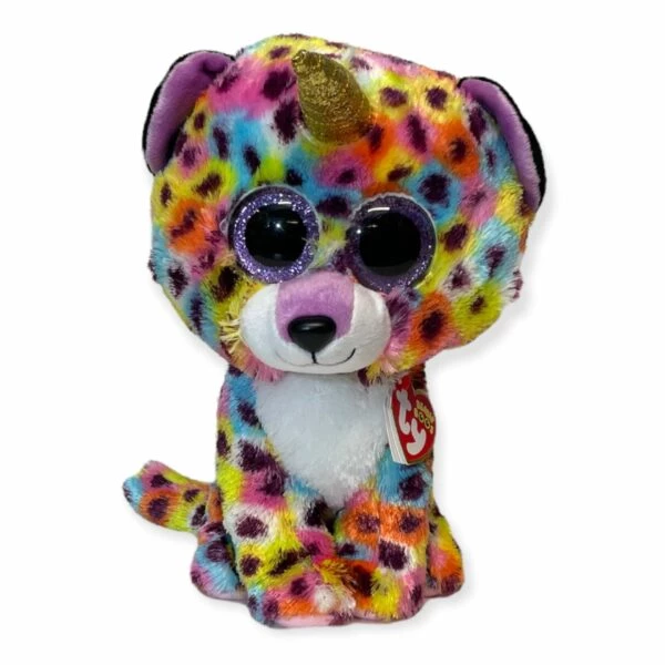 TY Beanie Boos - GISELLE - Rainbow Leopard w/Horn Medium 23 cm